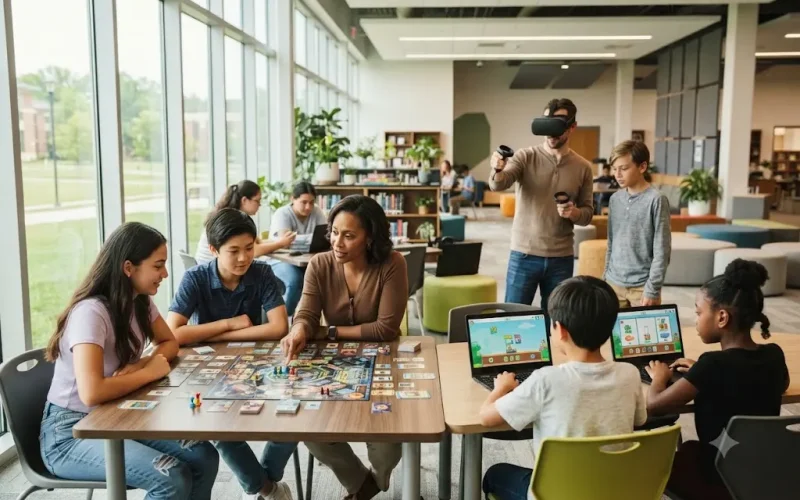 students using educational games for interactive learning